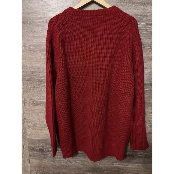Athleta Cable Knit Red Sweater Sz XL Cascades Cocoon Holiday Crew Neck Chunky - Picture 4 of 7